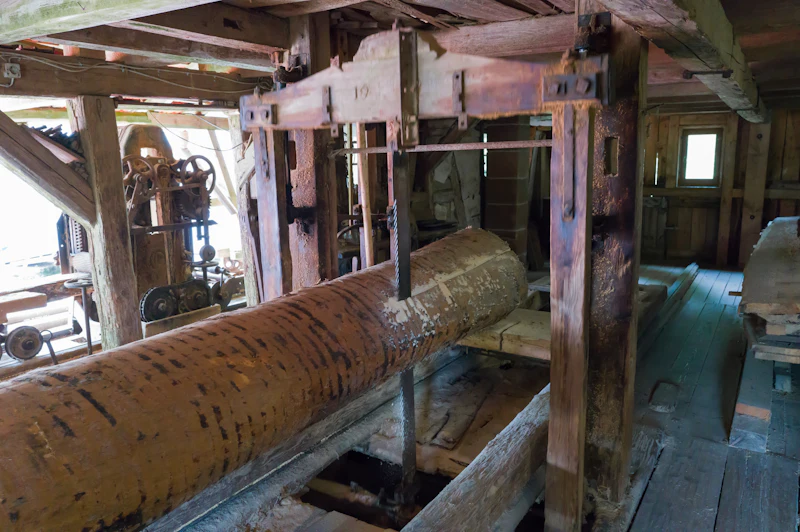 A log on a sawmill carriage